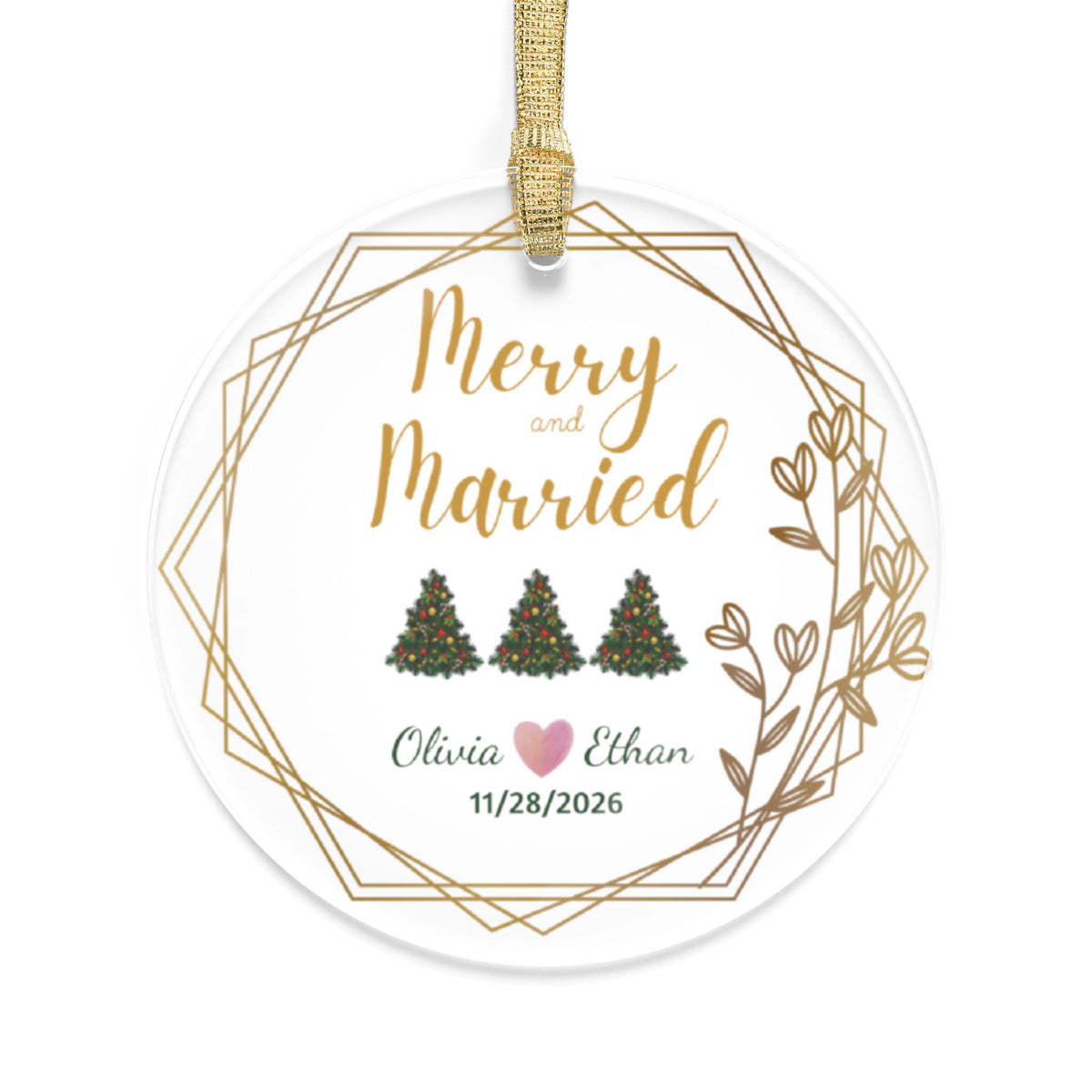 Merry and Married Personalized Ornament