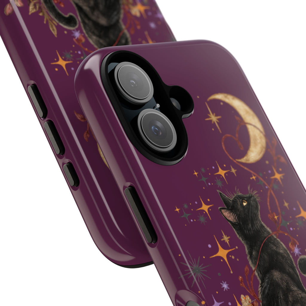 Black Cat Halloween Phone Case | Bewitched By You Witchy Moon & Pumpkin Tough Case | Dual-Layer Protective Cover for iPhone & Samsung