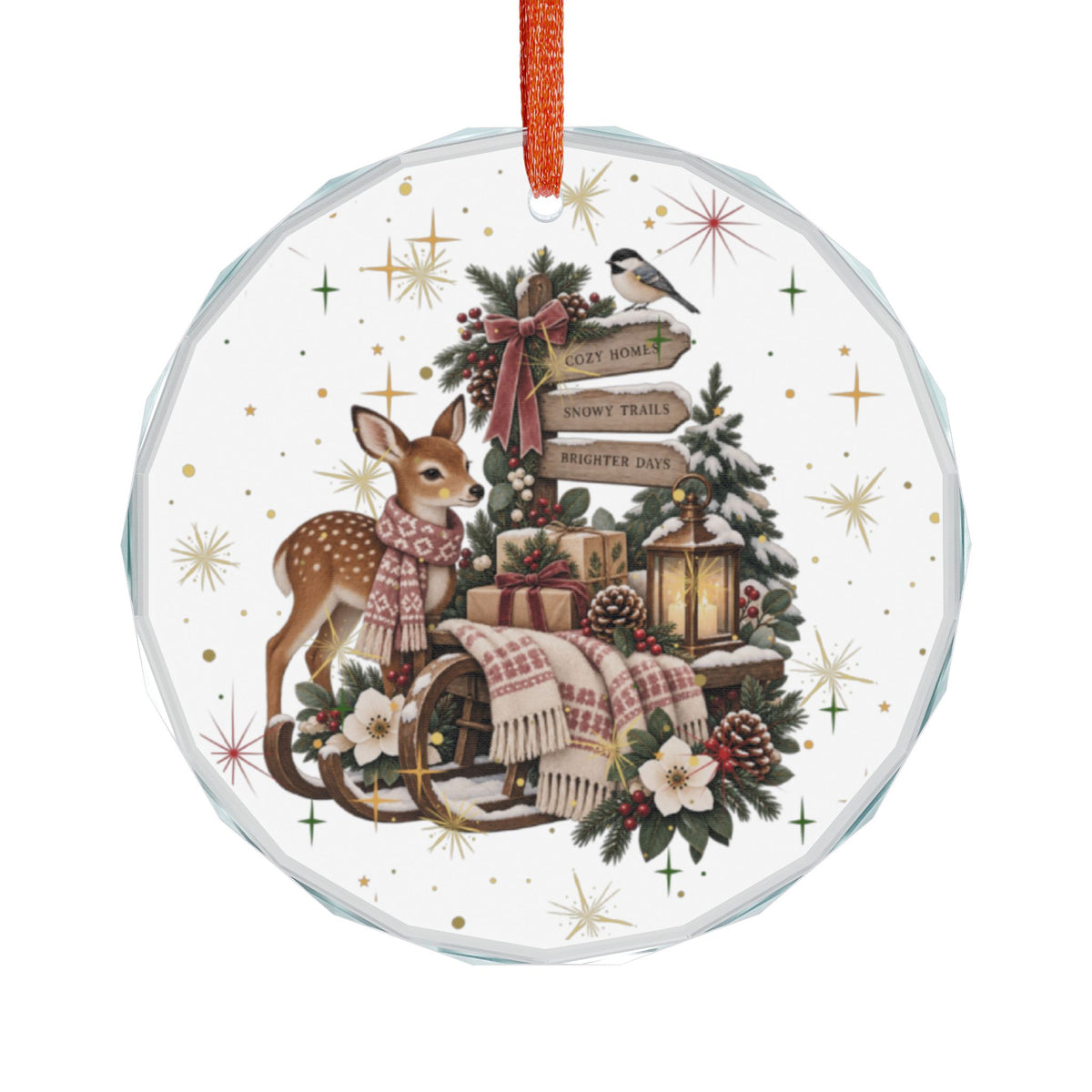 Heart Crystal Ornament — Girl & Reindeer Christmas Keepsake