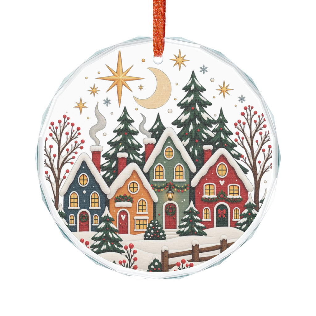 Crystal Heart Ornament — Festive Snowy Village Christmas Decoration