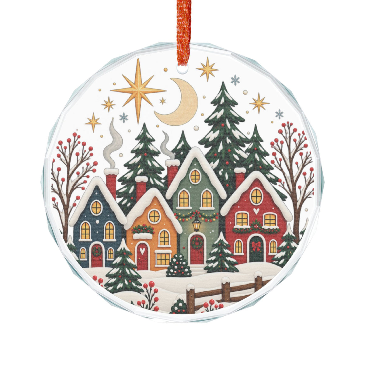 Crystal Heart Ornament — Festive Snowy Village Christmas Decoration