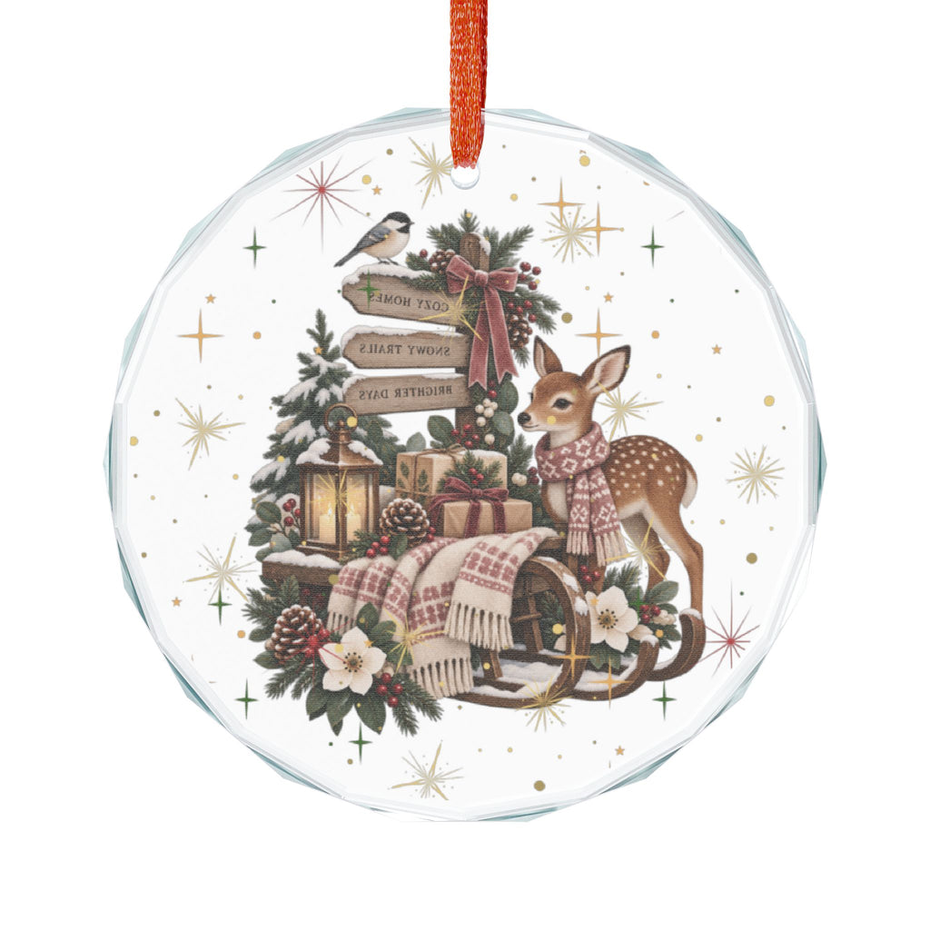 Heart Crystal Ornament — Girl & Reindeer Christmas Keepsake