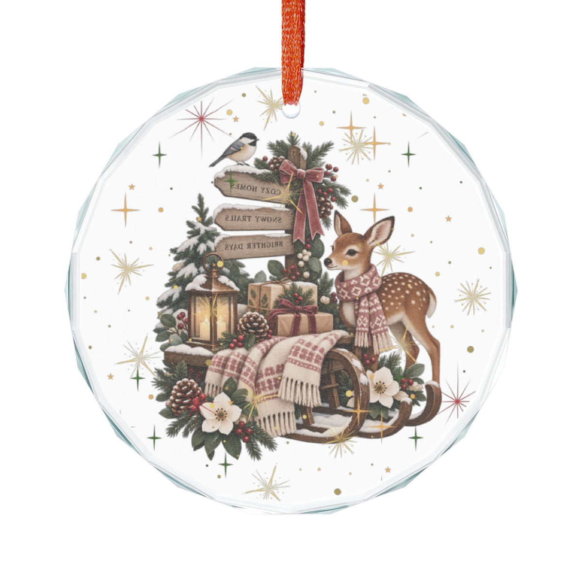 Heart Crystal Ornament — Girl & Reindeer Christmas Keepsake