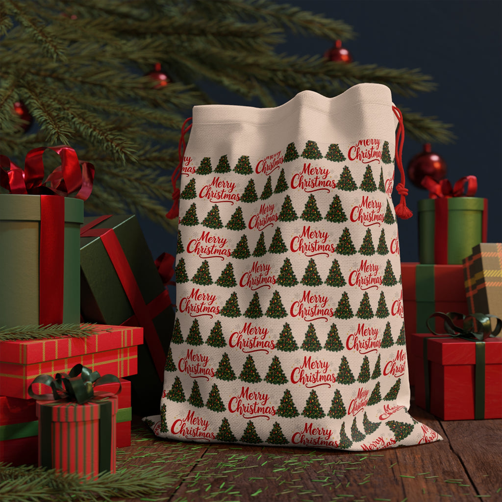 Merry Christmas Drawstring Gift Bag