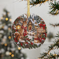 Woodland Christmas Acrylic Ornament – Deer & Squirrel 'Merry Christmas' Holiday Decoration