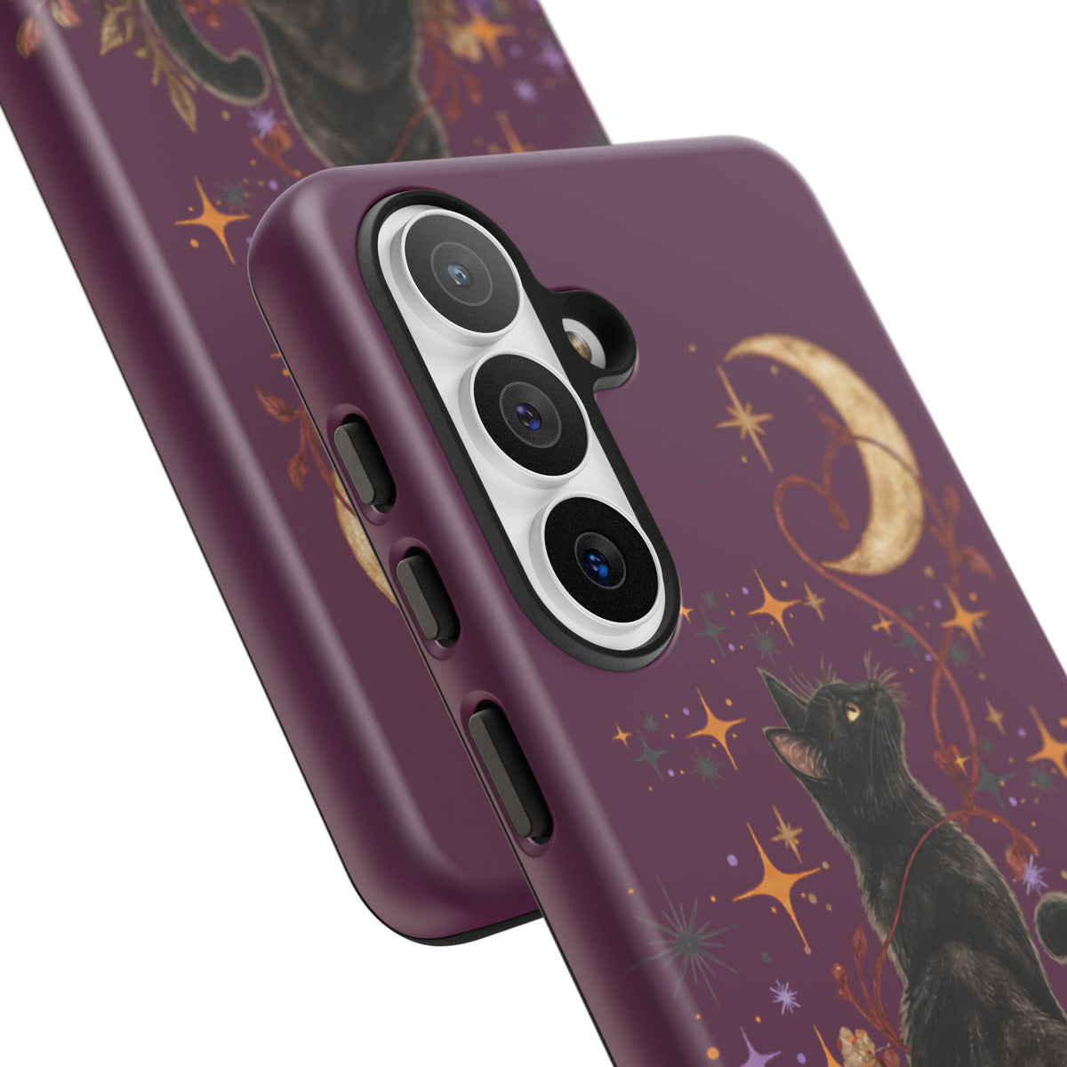 Black Cat Halloween Phone Case | Bewitched By You Witchy Moon & Pumpkin Tough Case | Dual-Layer Protective Cover for iPhone & Samsung