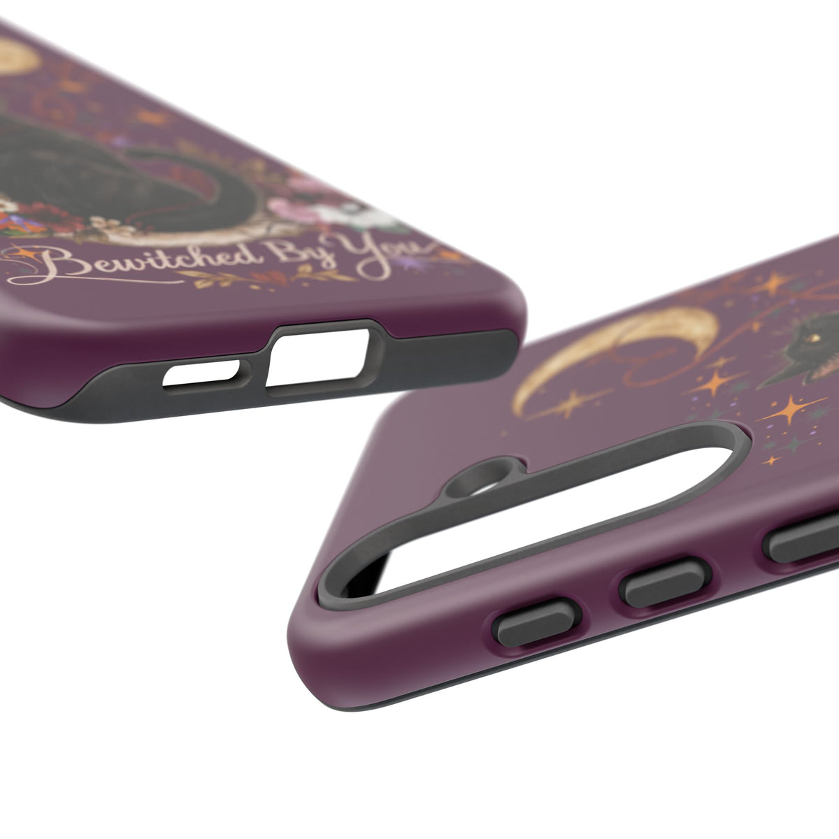 Black Cat Halloween Phone Case | Bewitched By You Witchy Moon & Pumpkin Tough Case | Dual-Layer Protective Cover for iPhone & Samsung