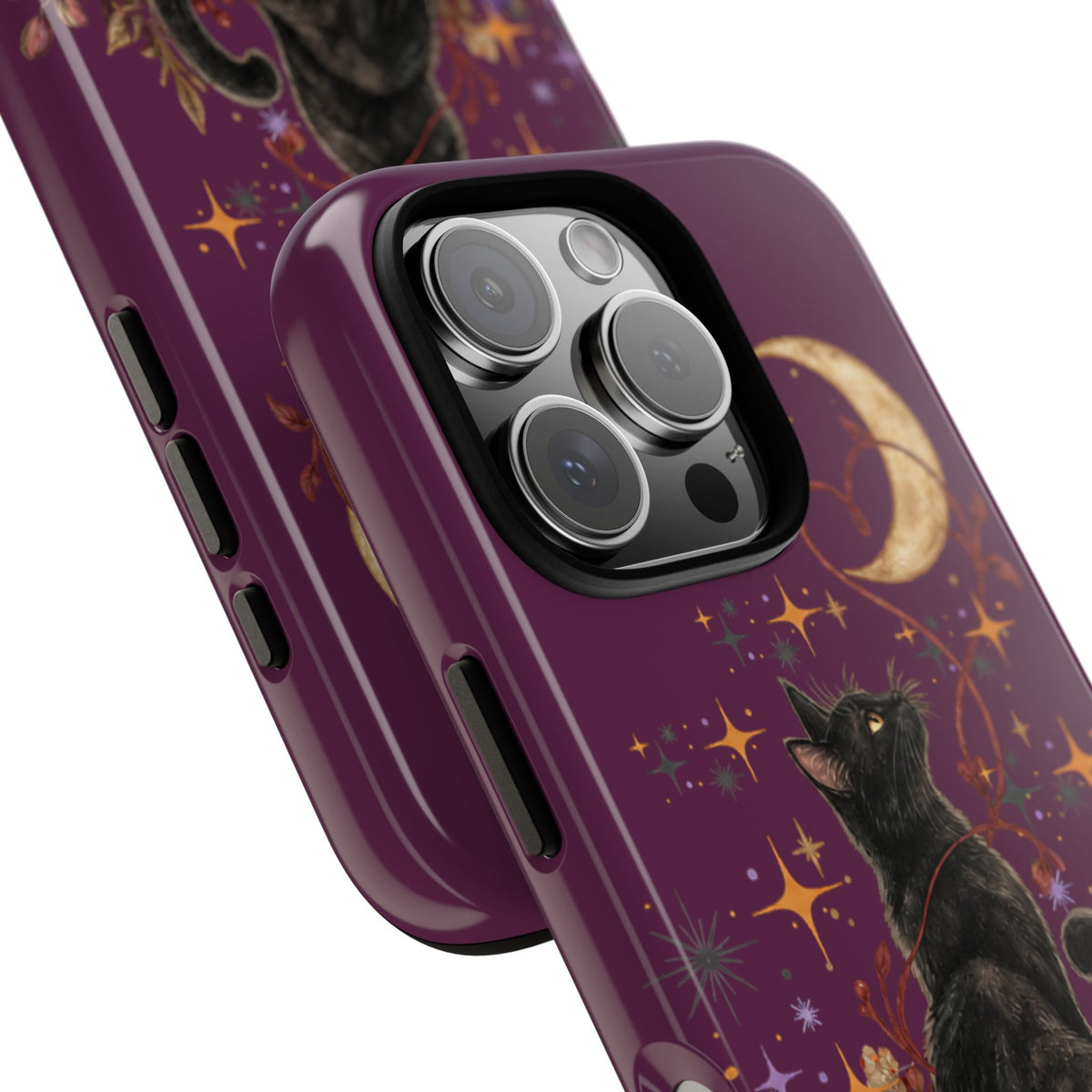 Black Cat Halloween Phone Case | Bewitched By You Witchy Moon & Pumpkin Tough Case | Dual-Layer Protective Cover for iPhone & Samsung