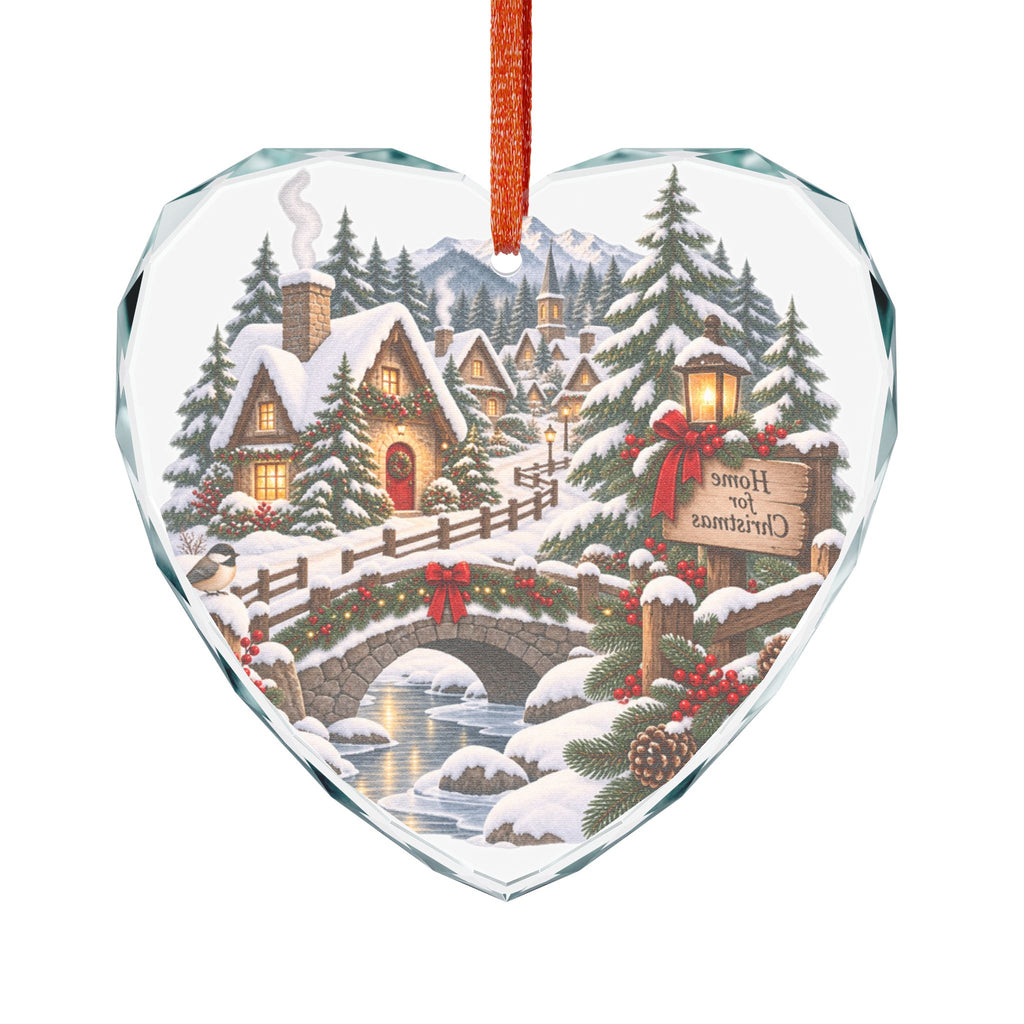 Glass Ornament — Cozy Snowy Village 'Home for Christmas' Holiday Decoration