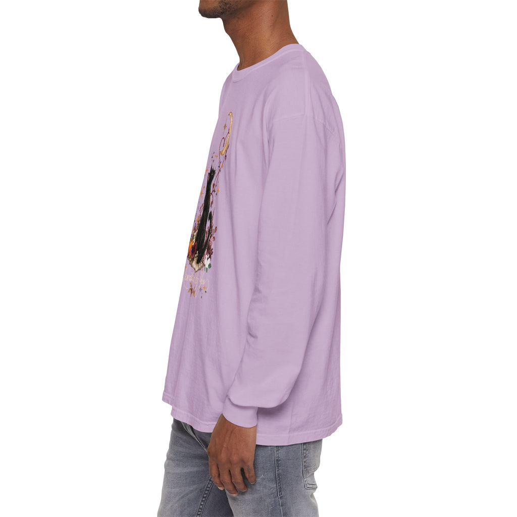 Black Cat Moon Long Sleeve Shirt — "Bewitched by You" Gothic Cat Tee