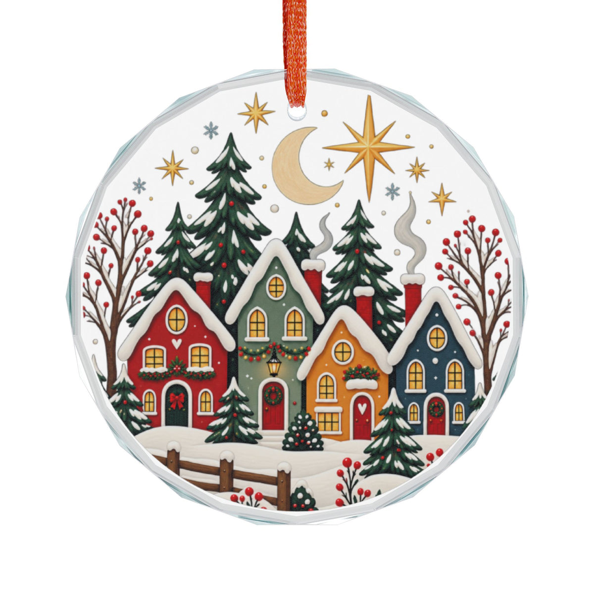 Crystal Heart Ornament — Festive Snowy Village Christmas Decoration